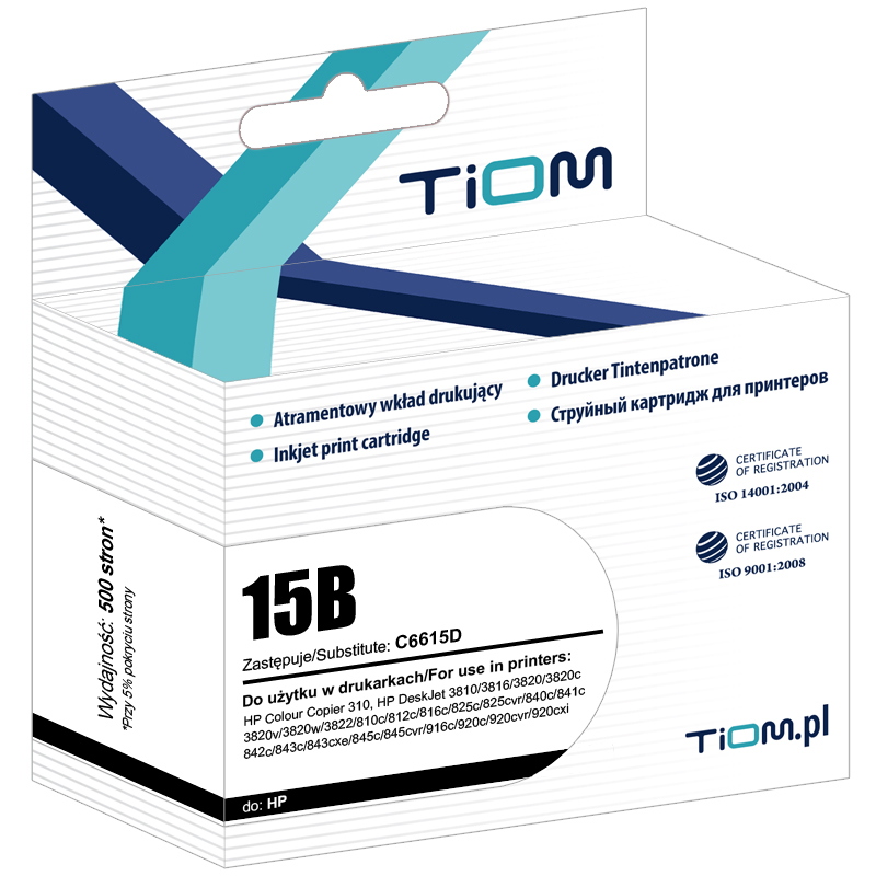 Tusz zamiennik HP 15 C6615D Black Tusz zamiennik HP 15 C6615D Black